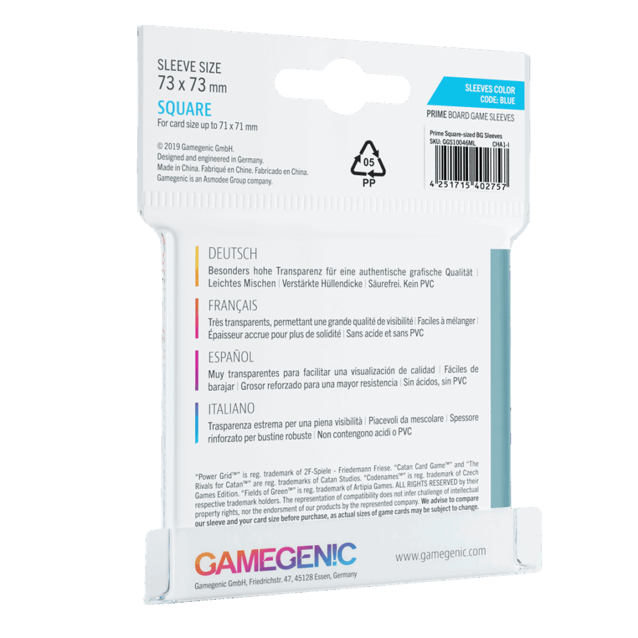 Prime Square-Sized Sleeves 73x73mm (50) - Imagen 2