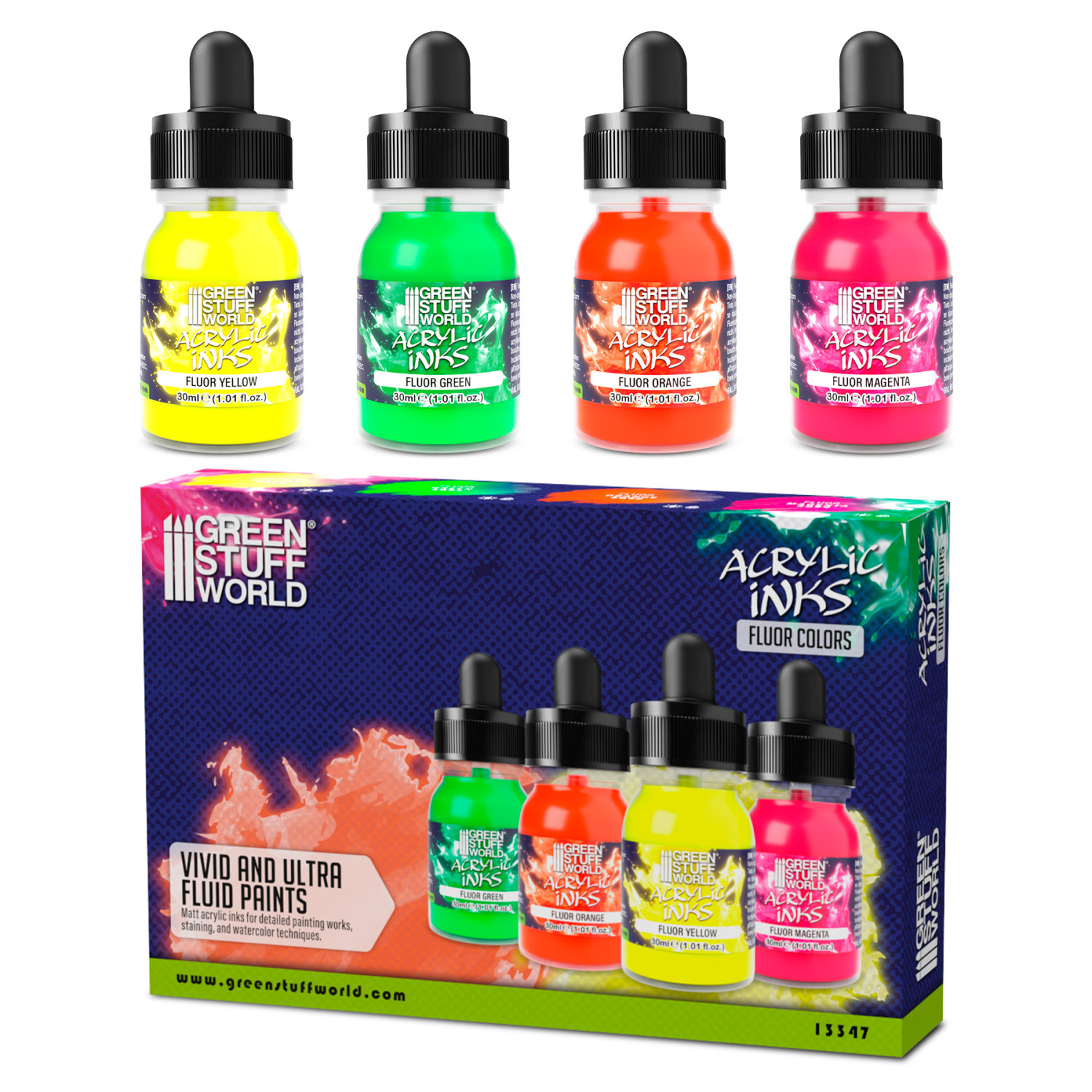 Set Tintas Acrílicas Fluor x4 - Green Stuff World