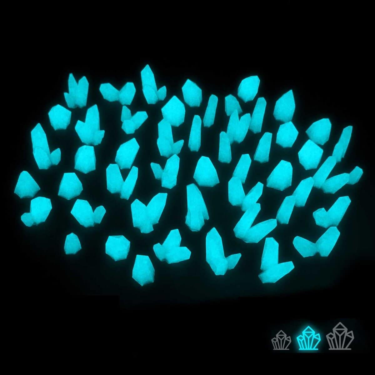 Set Resina Cristales Medianos / Medium Crystals Resin Set - GLOW in the DARK - AQUA TURQUOISE