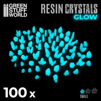 Set Resina Cristales Pequeños / Small Crystals Resin Set - GLOW in the DARK - AQUA TURQUOISE