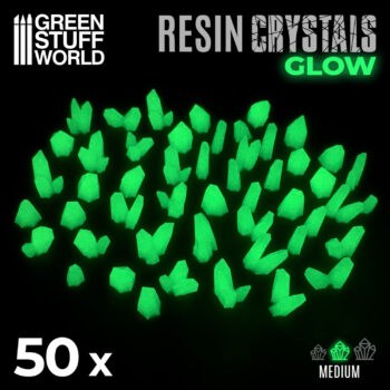 Set Resina Cristales Medianos / Medium Crystals Resin Set - GLOW in the DARK - YELLOW GREEN