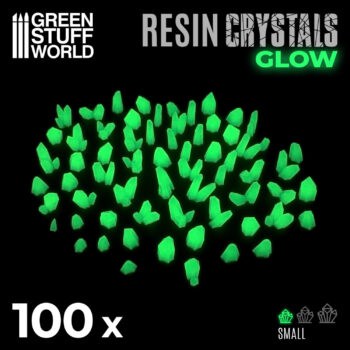 Set Resina Cristales Pequeños / Small Crystals Resin Set - GLOW in the DARK - YELLOW GREEN