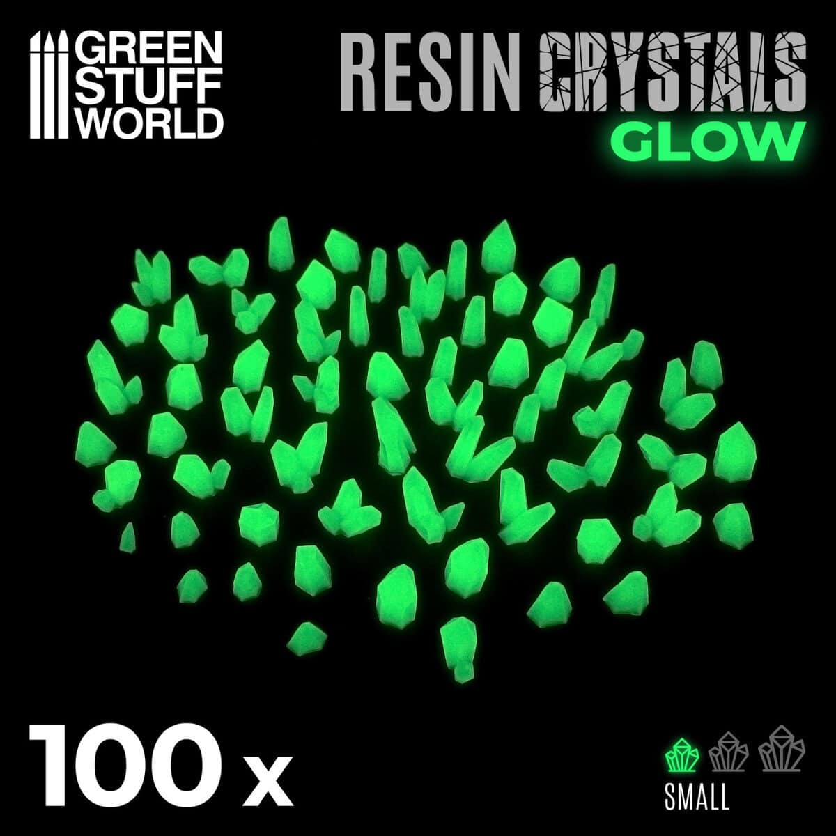 Set Resina Cristales Pequeños / Small Crystals Resin Set - GLOW in the DARK - YELLOW GREEN